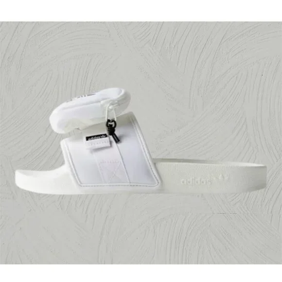 Adidas Pouchylette Slides Shoes White Black Womens Size 8 Rubber Jimmy Jazz New - Picture 4 of 11